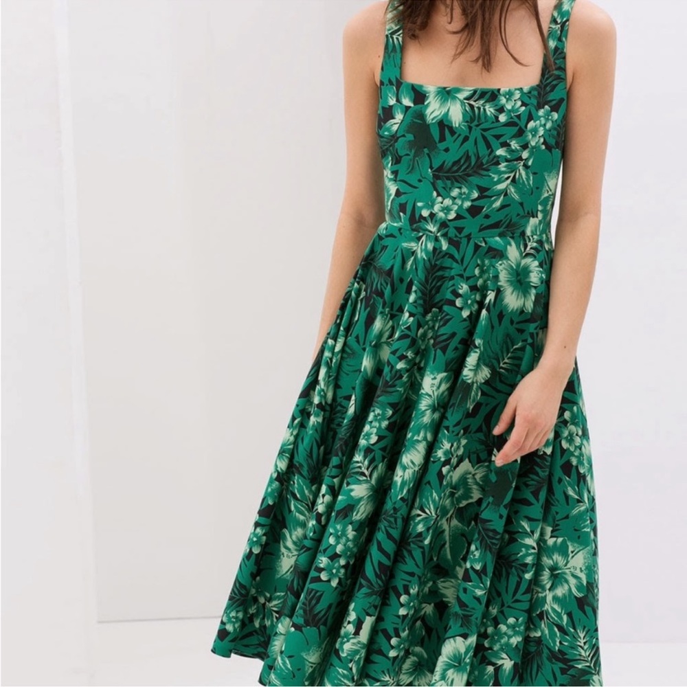 Zara midi leaf print dress
